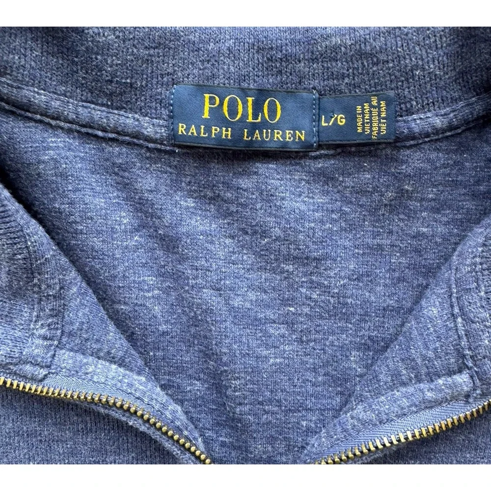 POLO RALPH LAUREN Men's 100% Cotton 1/4 Zip Knit Pullover‎ Blue SZ Large